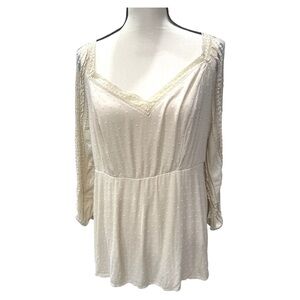 Torrid womens 2X 3/4 sleeve lace prarie cottage peasant dainty smocked flowy